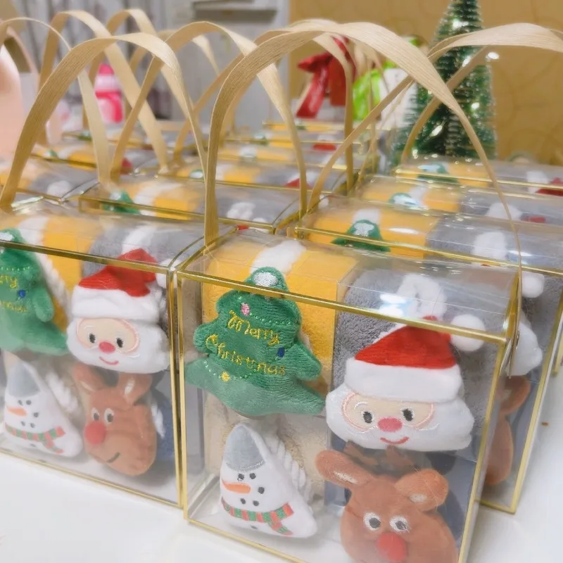 هدية الكريسماس معلقة منشفة اليد المرجان الصوف منشفة ماصة المطبخ المنزلية والحمام الكرتون تجفيف الأيدي منشفة معلقة #2