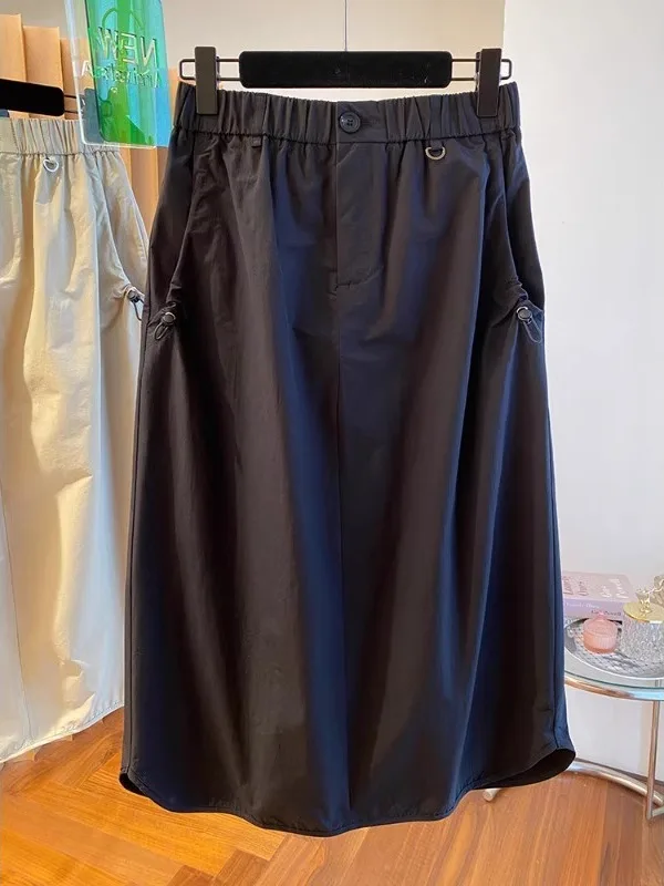 Plus Größe Arbeitskleidung A-Linie Dr Frauen Sommer Bauch Abdeckung Abnehmen Kleine Größte Casual Gerade Rohr ular f Rock
