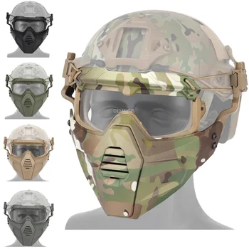Máscara táctica de cara completa, máscara de protección de tiro resistente a impactos con gafas desmontables, máscaras de Paintball Airsoft