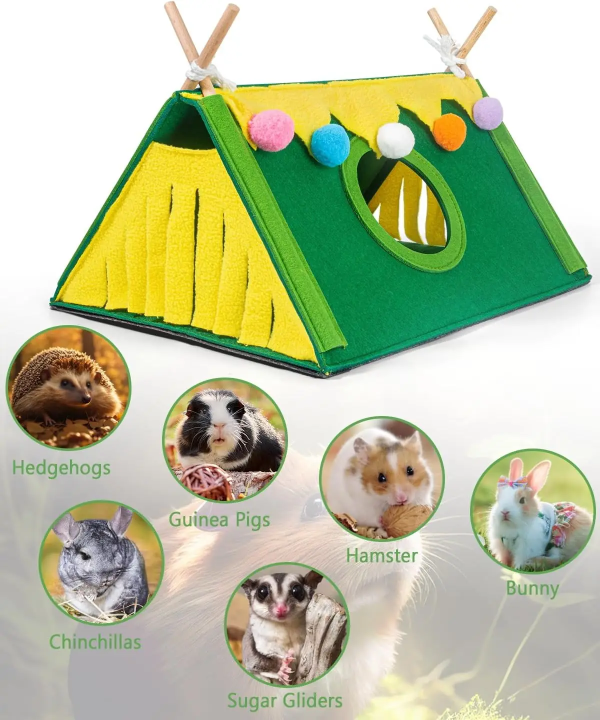 

Pig Hideout, Small Animal Houses and Habitats, Guinea Pig Tent Tunnel Cages for Guinea Pigs, Hamster, Rats, Bunny and Oth