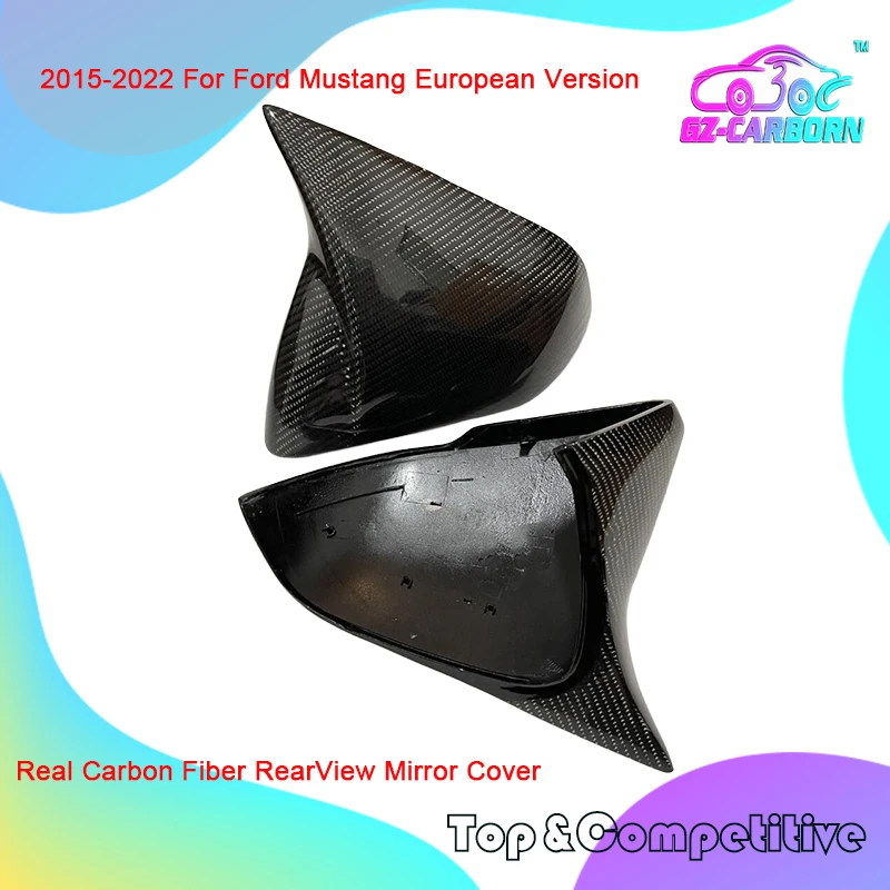 

Крышка бокового зеркала заднего вида из углеродного волокна для Ford Mustang 2015-2022, европейская версия OEM/OX, форма рога, добавление на/замене