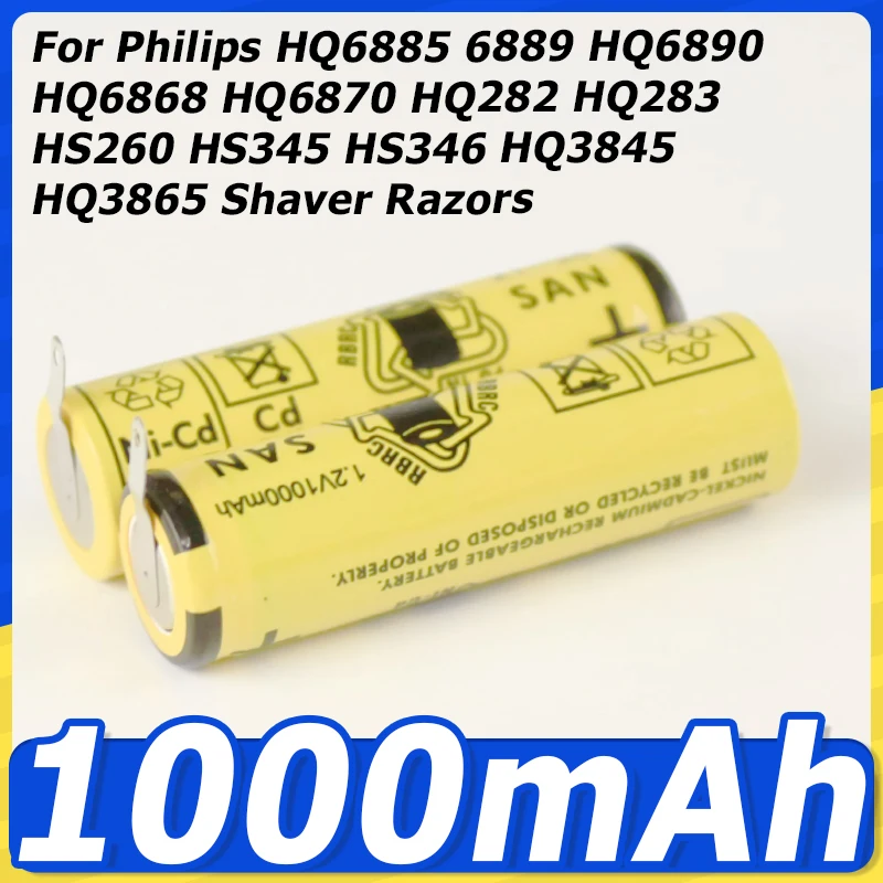 2.4V Replacement Battery for Philips HQ6885 6889 HQ6890 HQ6868 HQ6870 HQ282 HQ283 HS260 HS345 HS346 HQ3845 HQ3865 Shaver Razors