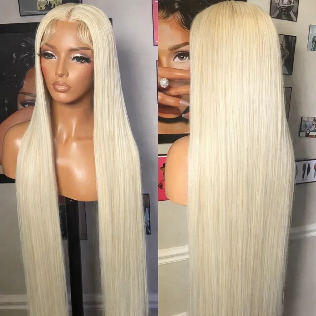 

4x4 Transparent Lace Closure Lace Wig Glueless Straight 613 Blonde Human Hair Wig Pre Plucked Natural Hairline Hair 180% Density