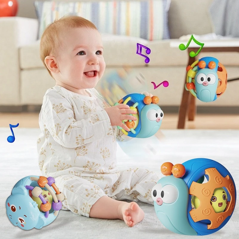 لعبة الرضع الكرة الحلزون كرة الفيل يمكن عضها وإمساكها من 0 إلى 1 سنة التسنين باليد الكرة الطفل حشرجة الموت جرس السرير
