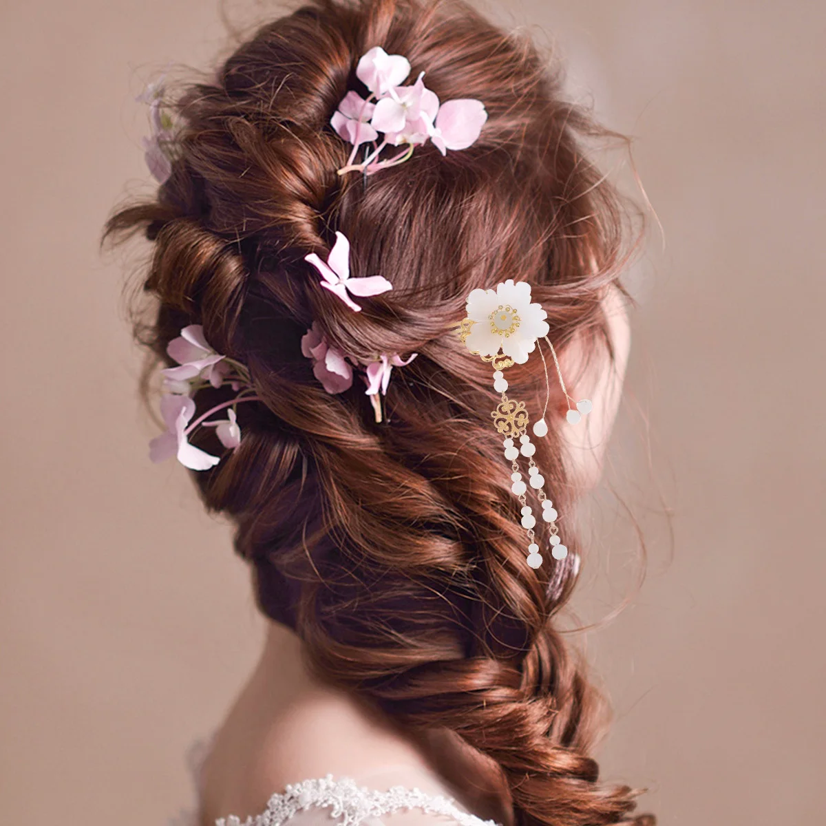 

2Pcs Hanfu Hairpins Handmade Tassel Hair Comb Headwear Elegant Long Hair Accessory for Wedding Cosplay Chinese Ancient Style