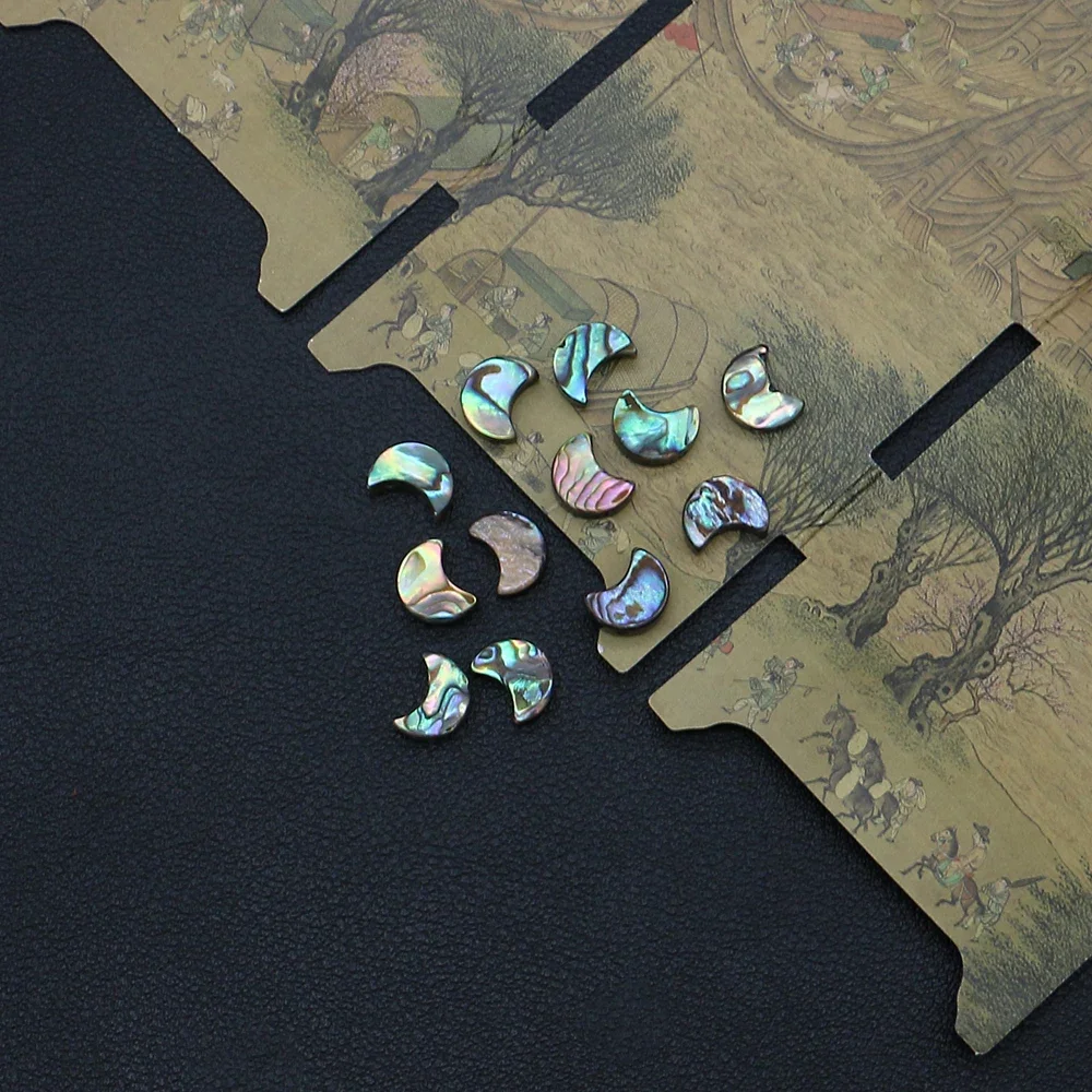 Iridescent Abalone Shell Polished and Carved Moon-shaped Straight-hole Loose Beads DIY Accessory Materials for Necklaces Jewelry