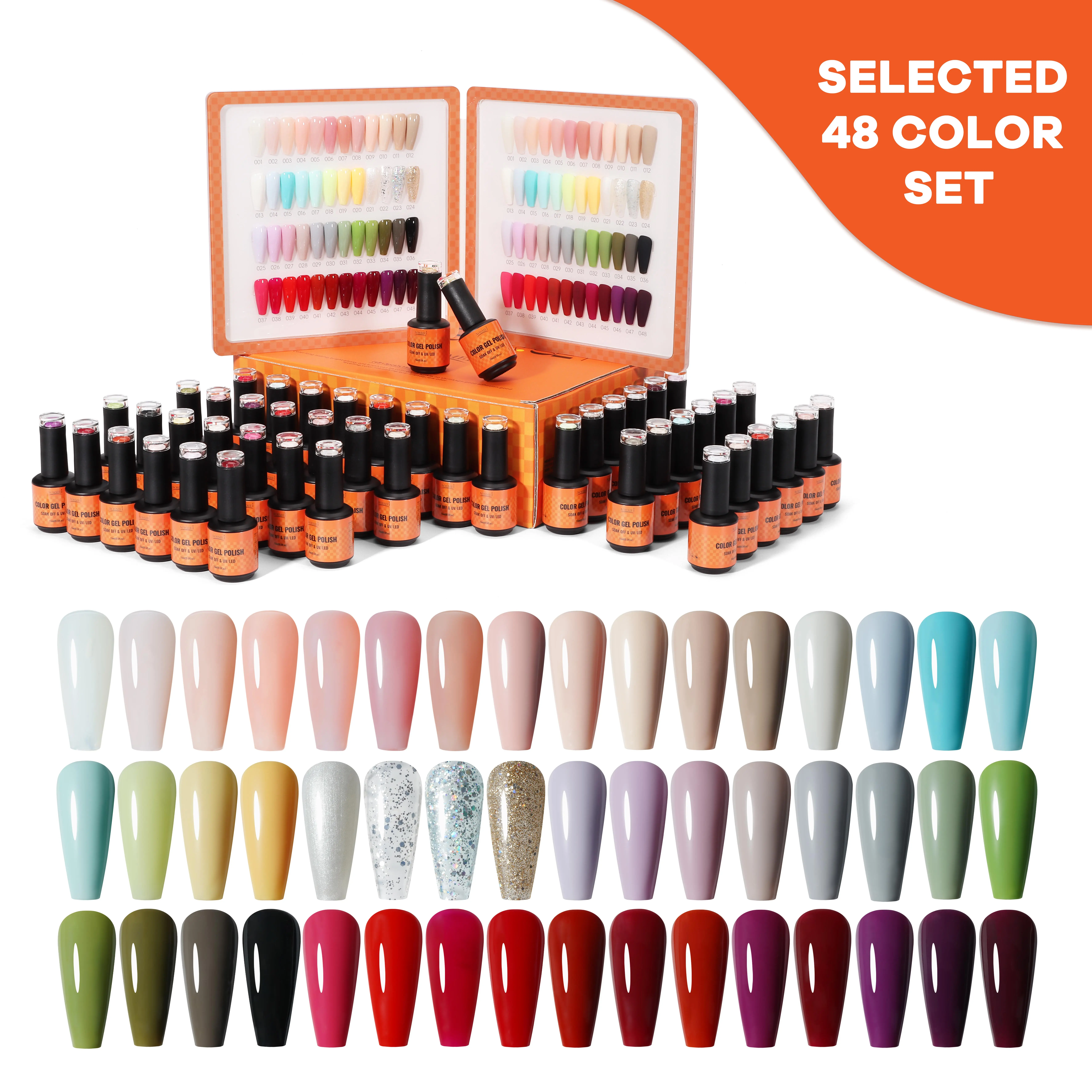 15ml Bottle  48 Colors Uv Gel Nails Art Kit Box Custom logo Very Good Gel Nail Polish Set
