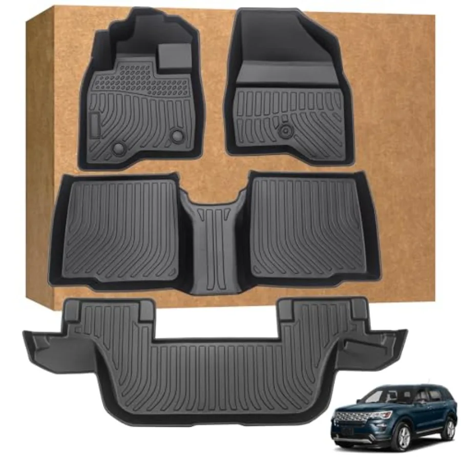 

Floor Mats for Ford Explorer 2015-2019 Bench 7 Seats Bucket 6 Seats TPE Waterproof Non-Slip All Weather Protection Custom
