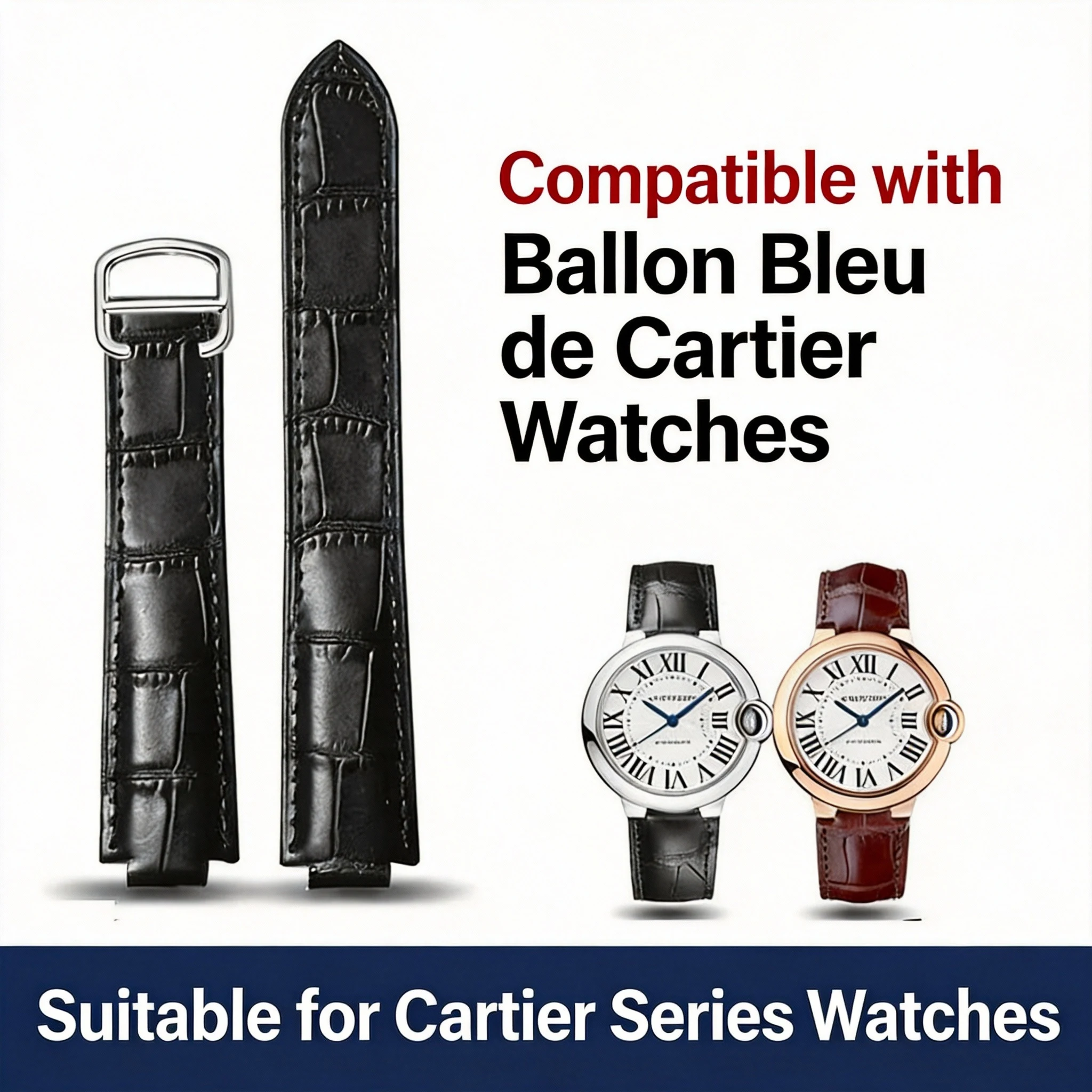 

Ремешок из натуральной кожи для Cartier Ballon Bleu из воловьей кожи, ремешок для часов 20 мм, 18 мм, 16 мм, браслет для ремешка