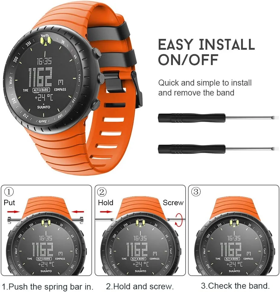 SUUNTO-Bracelet de montre en silicone TPU Core, bracelet de remplacement, accessoires de bracelet, mode