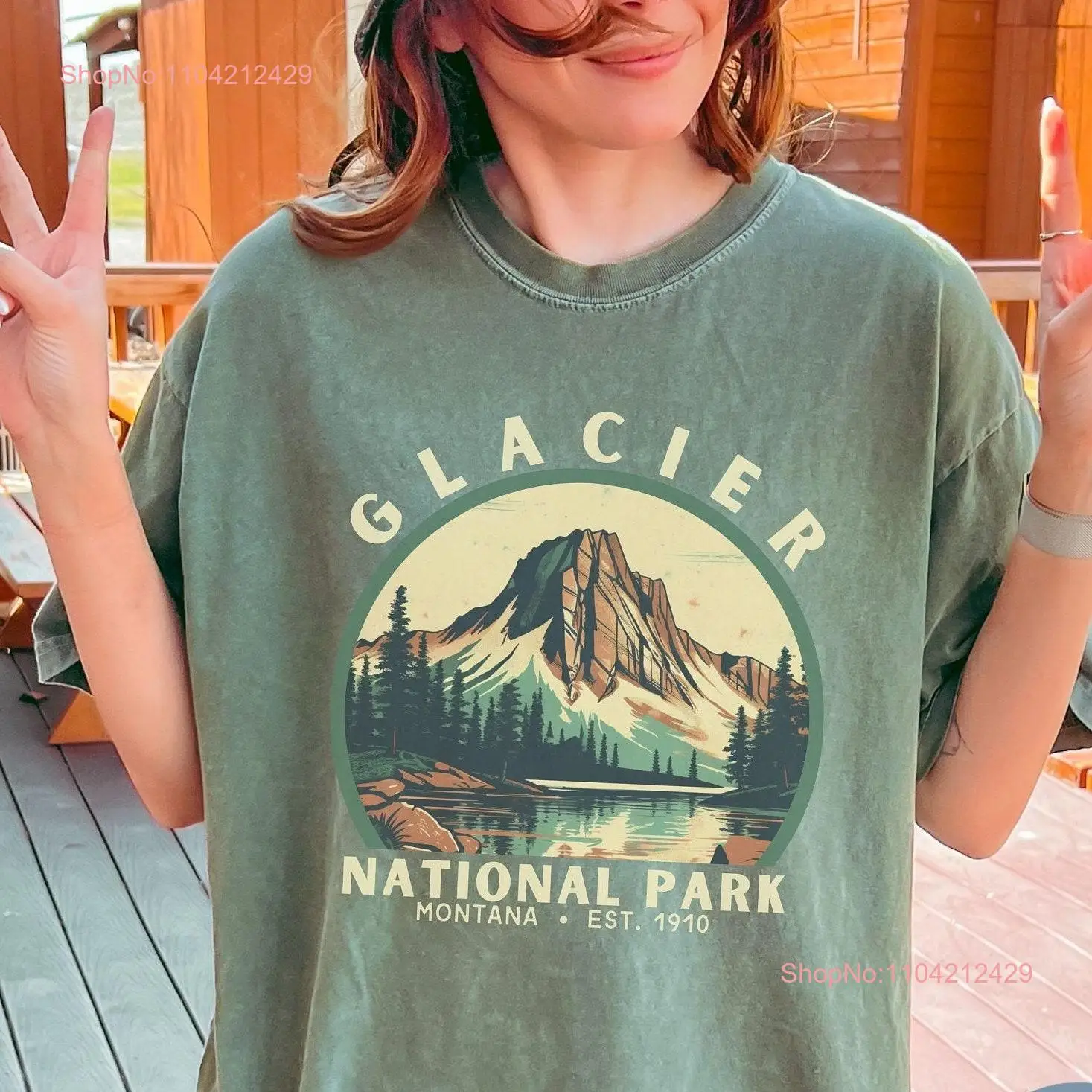 Glacier National Park T Shirt Comfort Colors Granola Girl Retro US Parks Traveler Montana Ranger Hiking Outdoorsy