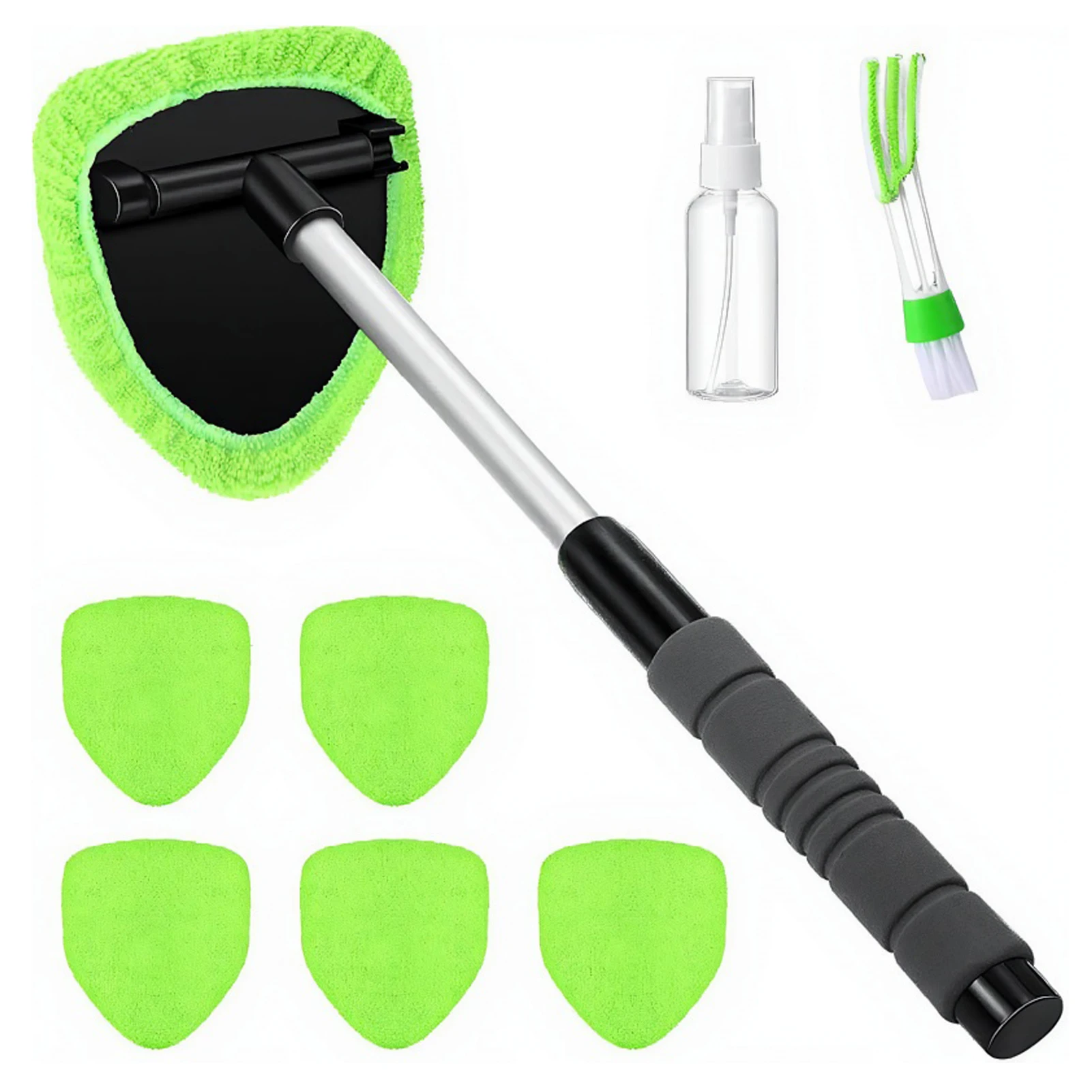Car Window Cleaner Brush Kit Microfiber Windshield Cleaning Tool Auto Interior Glass Wash Wiper Long Handle Cleaning Brush