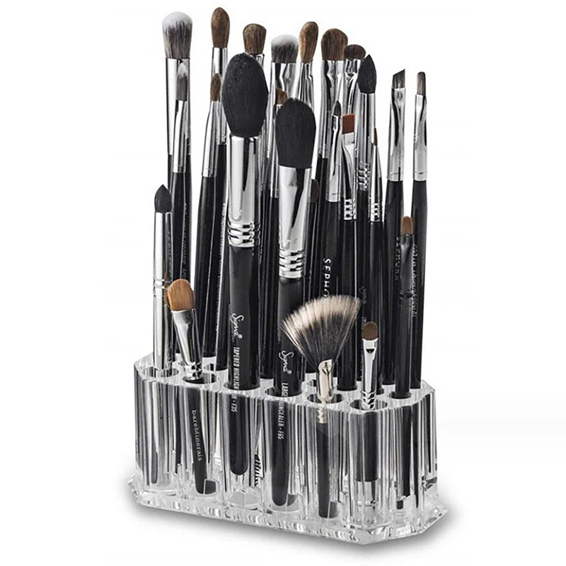 26 Holes Nail Art Brush Organizer Desktop Eyeliner Holder Cosmetics Pen Storage Rack Acrylic Makeup Brush Holder Showing Shelf