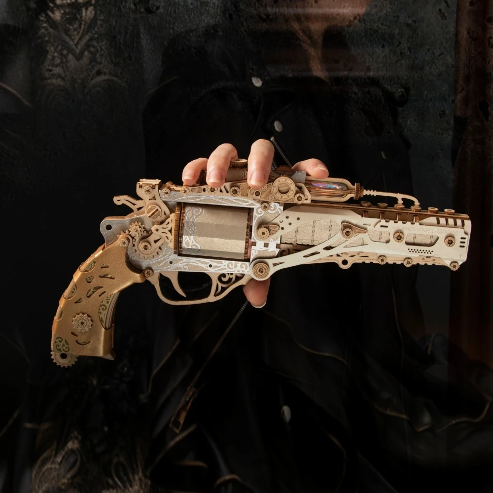 3D DIY Houten Puzzel Steampunk Revolver Assembly Model Kits Populaire Assemblage Speelgoed Tafelblad Decoratie Decompressie Handgemaakt Speelgoed