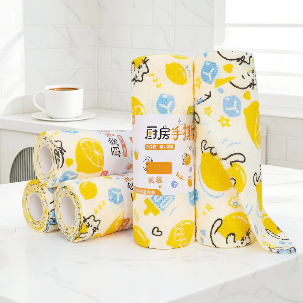 Microfiber Kitchen Cleaning Cloth Roll Tearable Rag Thickened Absorbent Dish Towel For Daily Household Cleaning Tasks