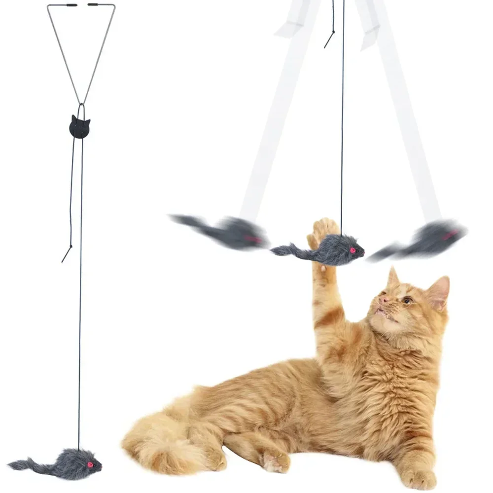 

Interactive Cat Toy Hanging Door, Retractable, Scratch Rope, Mouse, Long Stick, Kitten Feather, Indoor Cats Play Exercise