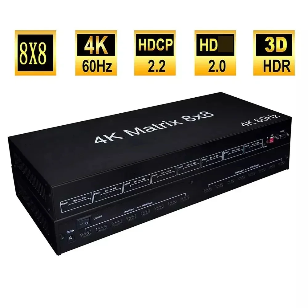 4K 60hz 8x8 HDMI Matrix 1080p Audio Video Converter HDMI Switch Splitter for PS4 Laptop PC To TV HDTV Multi Monitors 8 In 8 Out