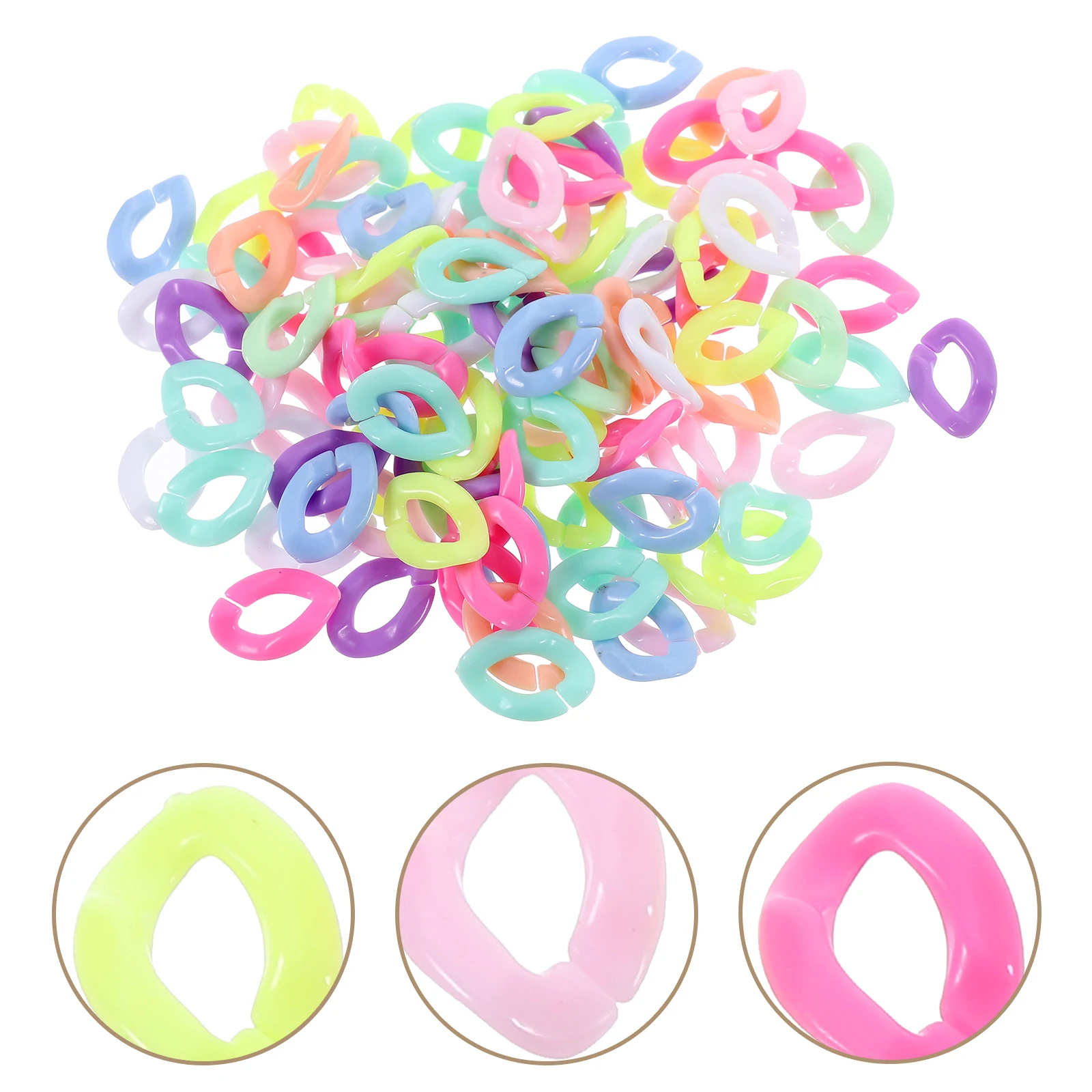 

800pcs Acrylic Chain Buckle 6x11mm Colorful Oval Link Open Rings DIY Bracelet Handbag Phone Keychain Accessories