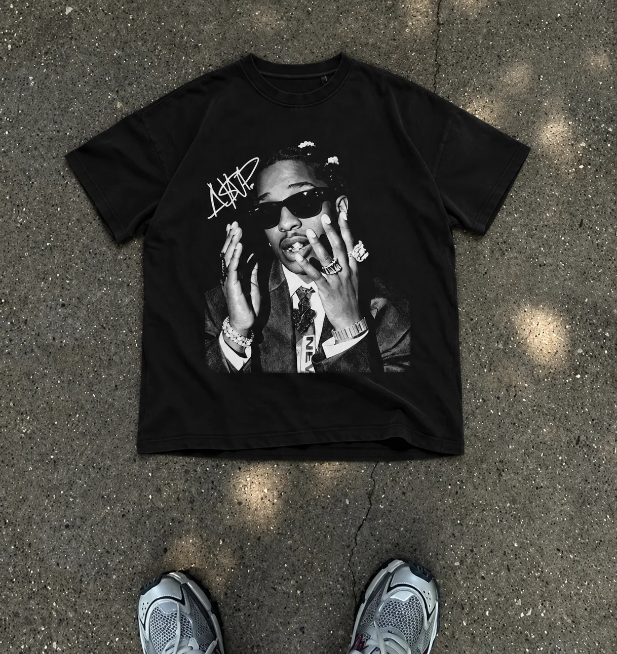 ASAP ROCKY Short-sleeved T-shirt HIP HOP High Street Men Women Gothic Oversized Tees A$AP Portrait Loose Casual Harajuku Tops