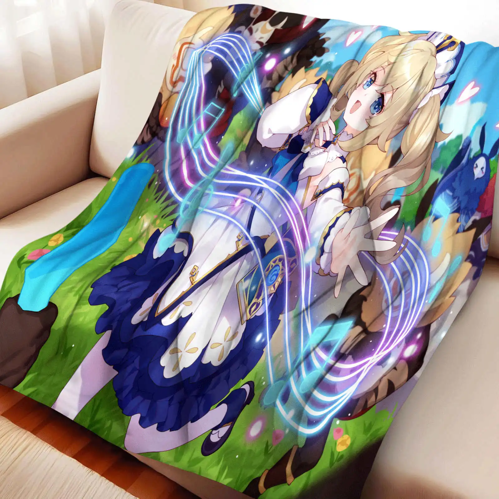 

Плед из фланели с принтом Genshin Impact, очень мягкий и уютный, для дивана, для дома