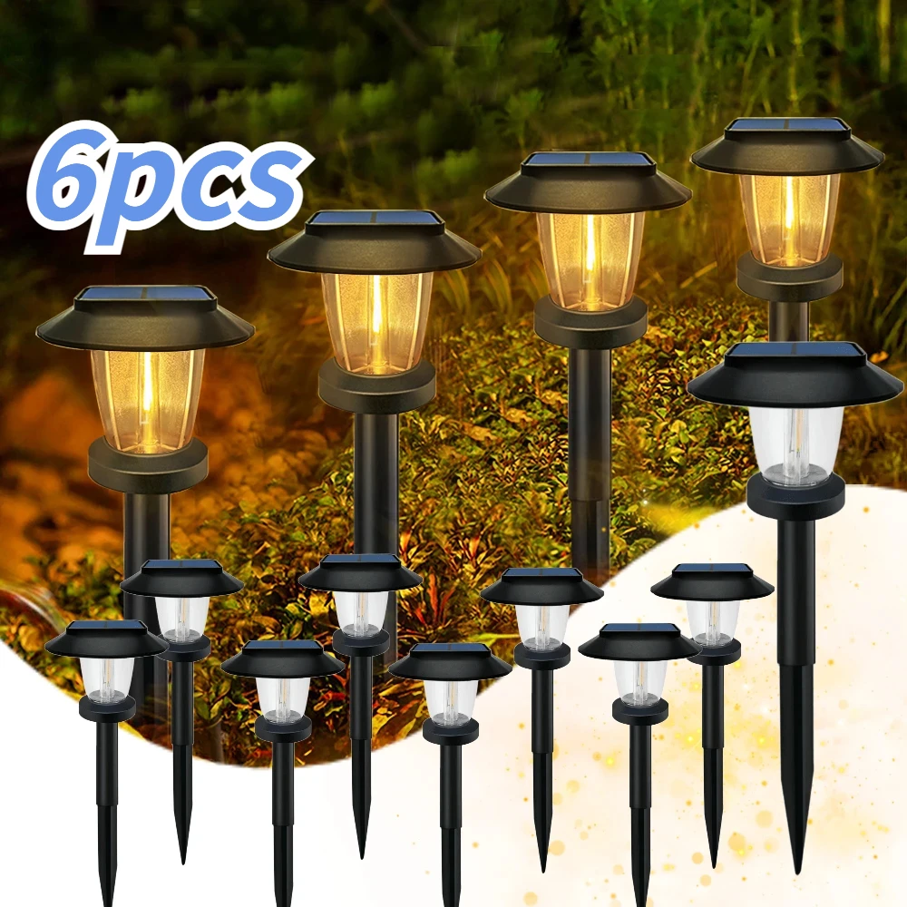 6/2PCS Solar Pathway Lights LED Outdoor Landscape Path Lamp IP65 Waterproof Yard Garden Walkway Patio Driveway Auto-On At Dusk