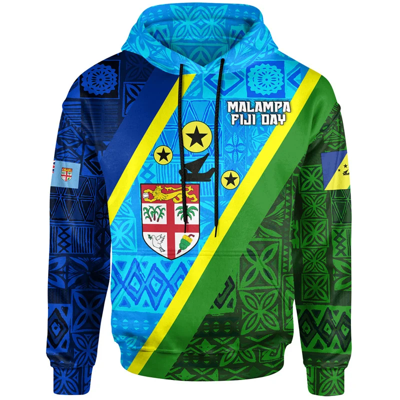 New 3D Print Fiji Independence 1970 Tapa Style Polynesian Hoodies For Men Fashion Streetwear Cool Hooded Sweatshirts Top Clothes