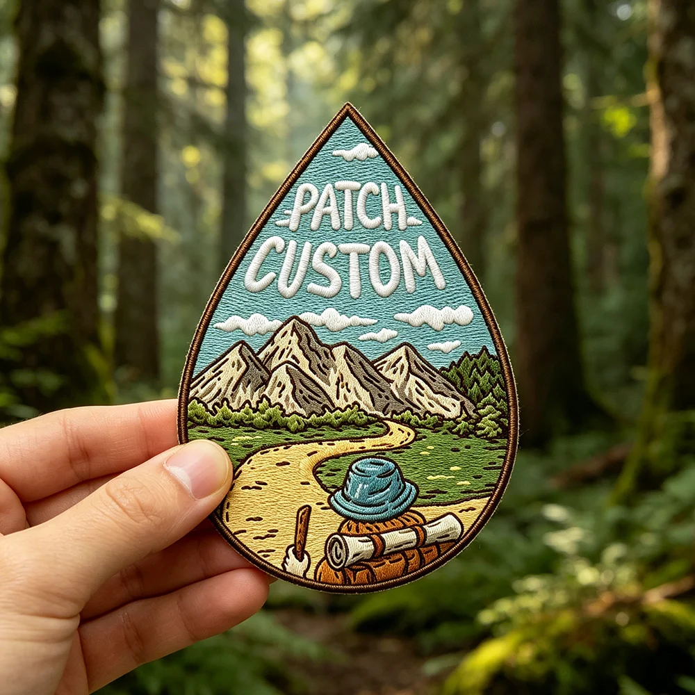 Hiking Custom PVC/Embroidery Patches Iron On Sew On Hook Loop Backing Personalized Logo Embroidered Badges for Hats Bags Jacket