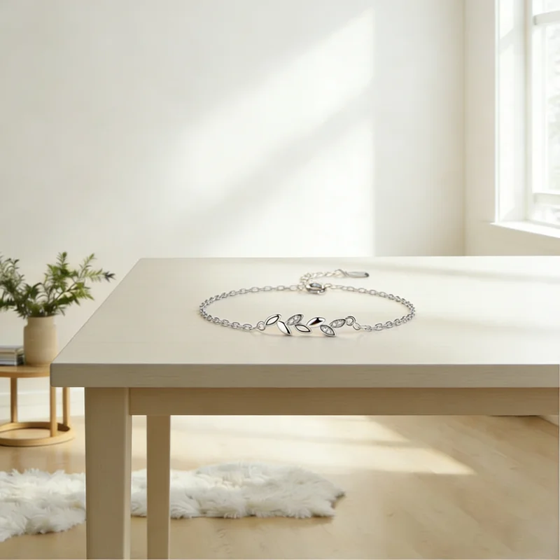 

Women Concise 925 Sterling Silver Bracelet Tree Leaves Design New Statement Charms Bracelet Femme Valentine's Day Gift