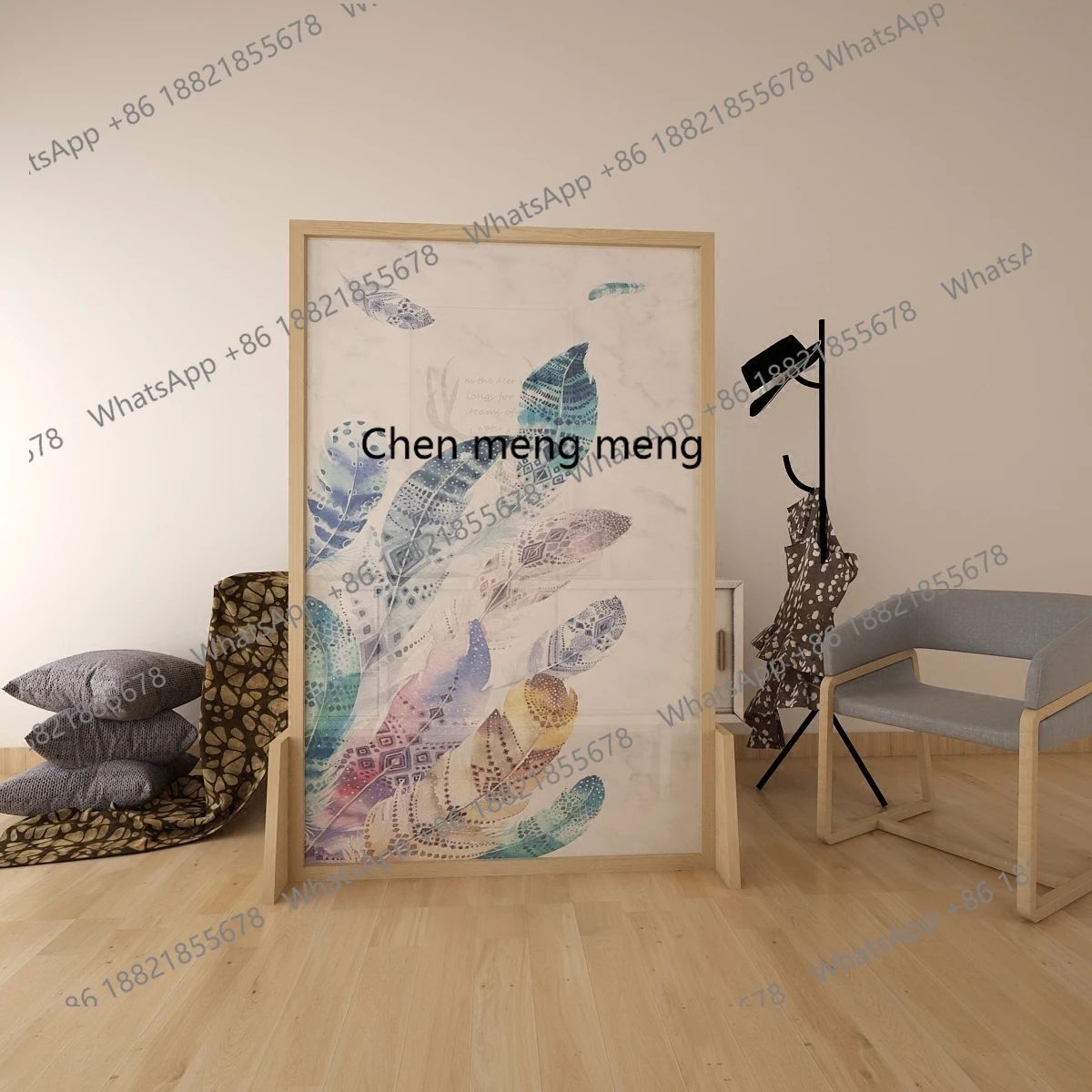 Screen partition living room entrance bedroom small apartment translucent gauze art solid wood