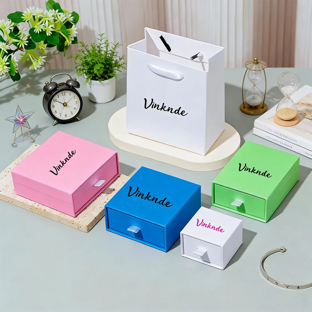 

Customized Logo White Drawer Sliding Jewelry Packaging Gift BoxesNecklace Earring Bracelet Ring Jewellry Cardboard Paper Box