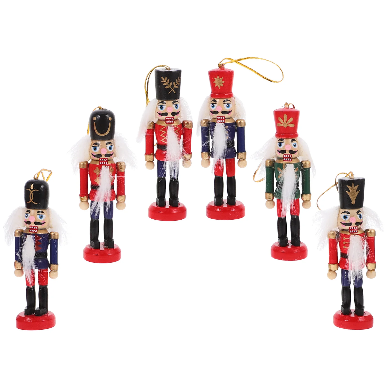 

6Pcs Holiday Nutcracker Ornaments Wooden Christmas Tree Decor Hanging Craft for Home Coffee Shop Display Use Hanging Ornaments