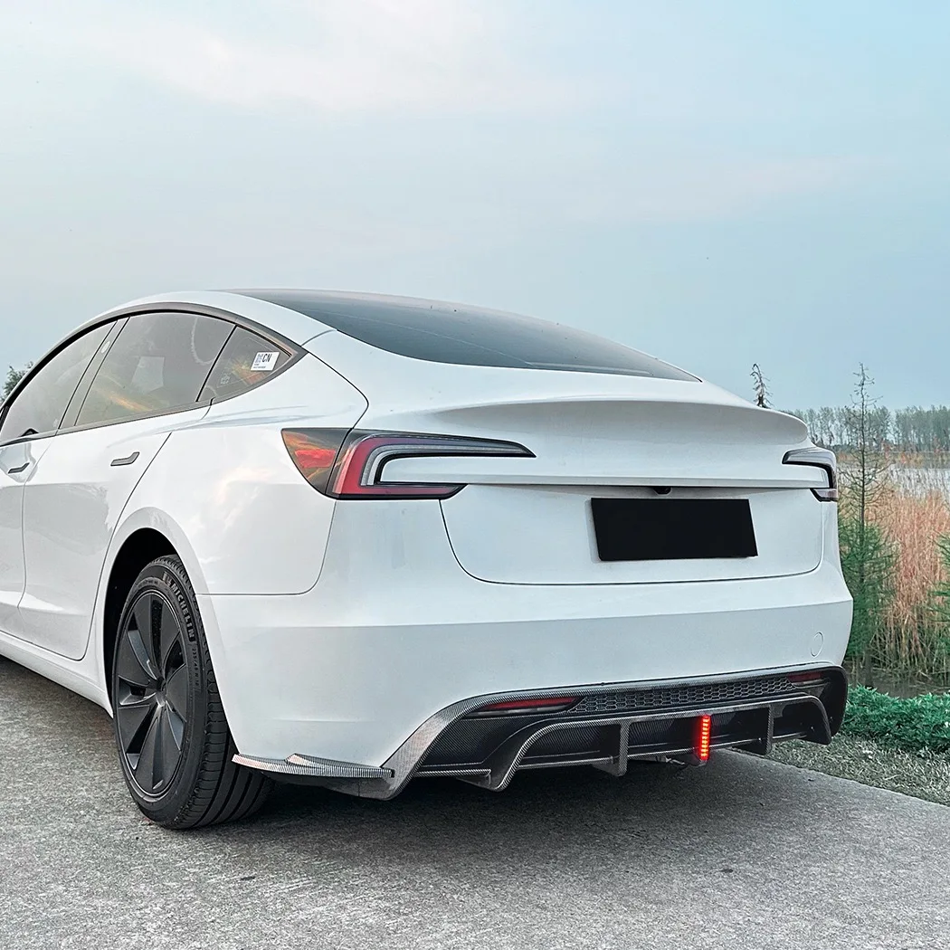 For Tesla Model 3 2023+ Accessories Rear Bumper Diffuser Protector Spoiler Lip Side Splitters Decoration Modified