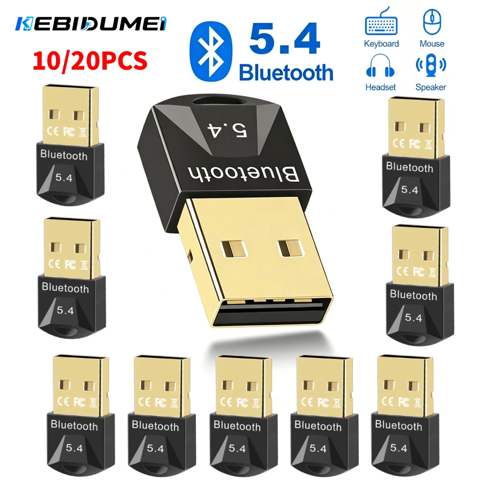 

KEBIDUMEI USB 5.4 Bluetooth Adapter For PC Usb Bluetooth 5.4 Dongle Receiver for Speaker Mouse Keyboard Music Audio Transmitter