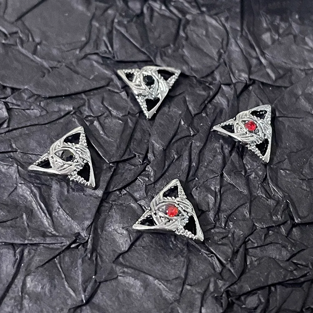 All Seeing Eye- Vintage Darhouse Nail Charms, Holy Sacred Triangle Chrome Distress, Silver Metal Alloy, DIY Nail Ornament, 404