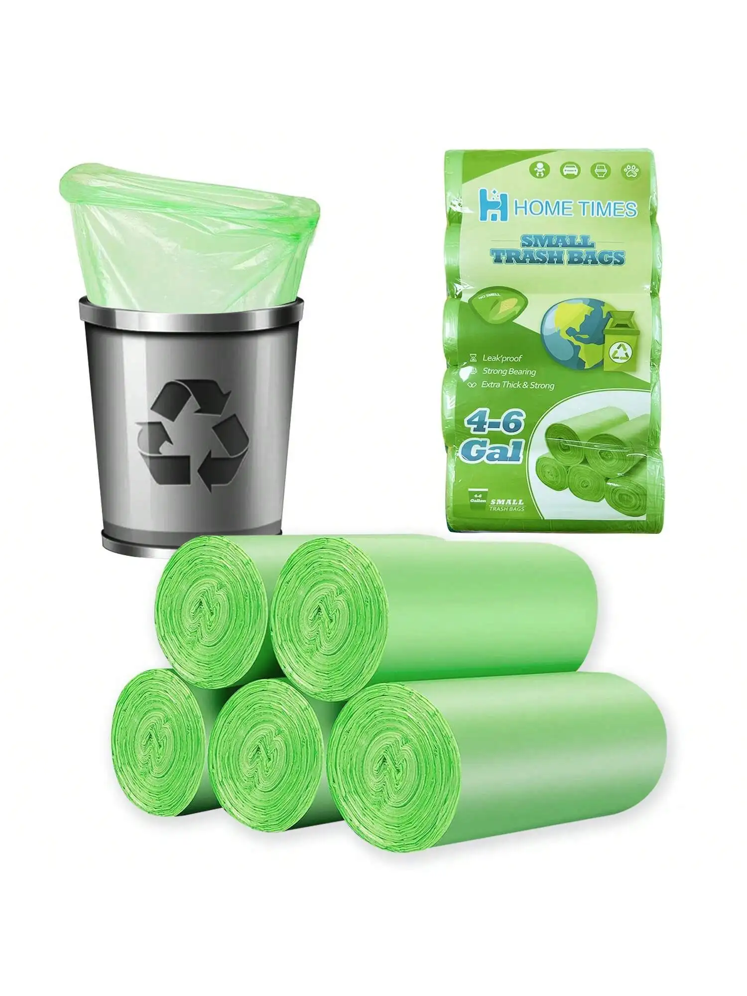 200 Biodegradable Trash Bags, Trash Can Bin Liners, Waste Basket Bags, Size 50*60cm (4-6 Gal) 1.2 mil Thickness