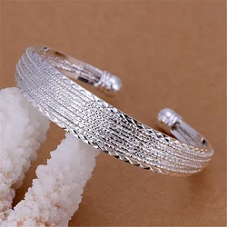 ciondoli Braccialetti a catena di lusso in argento sterling 925 Braccialetti polsino per donna moda classica gioielli da sposa per feste regolabili