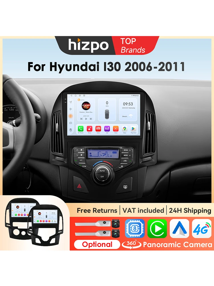 Hizpo Auto Intelligente Systemen Voor Hyundai I30 AT MT 2006-2011 Android Auto Radio Stereo GPS Navigatie Carplay Geen 2din DVD RDS - afbeelding 2