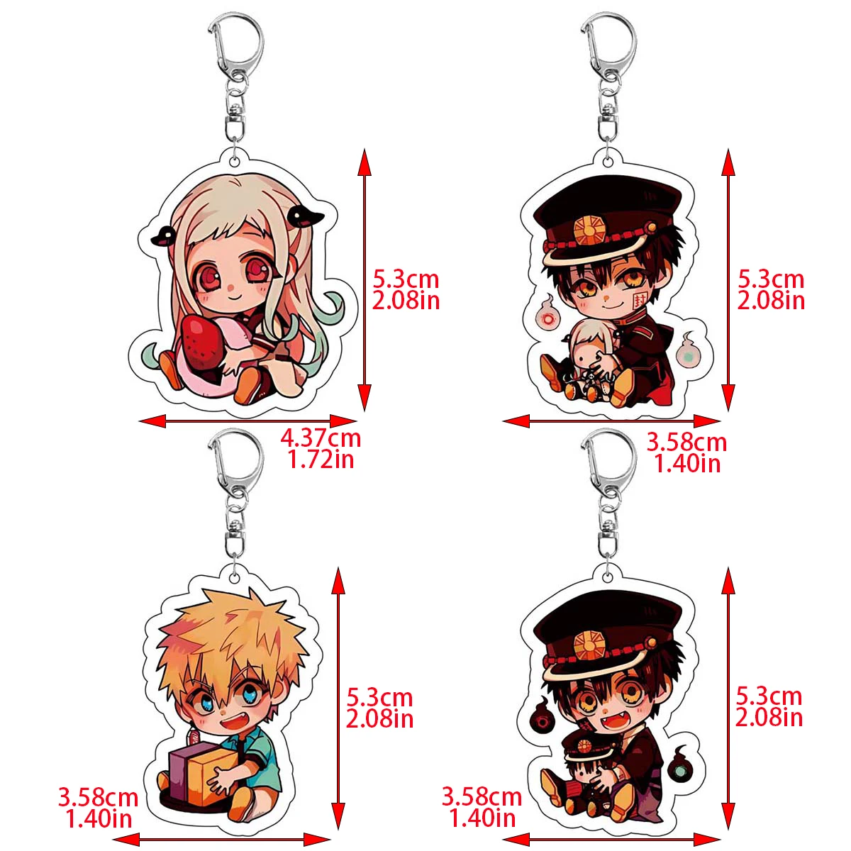 3/4pcs/set Anime Keychain Hanako-kun Cute Cartoon Keychain Car Accessories for Men Bag Pendant Friend Gifts Jewelry