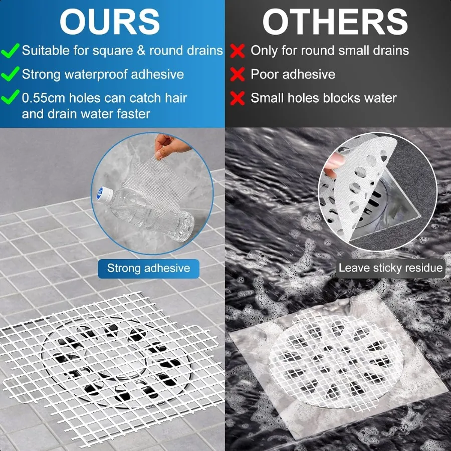 Слив для душа, ловушка для волос, крышка для слива душа, сетчатые наклейки, 25 упаковок, 3,5 дюйма