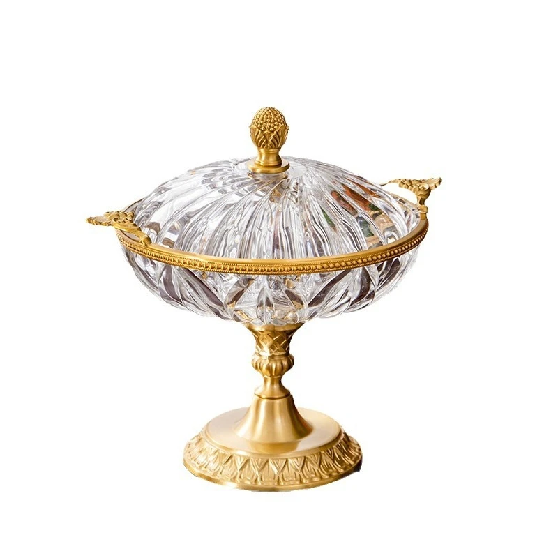 

Ornament Crystal Glass Tall Fruit Plate Household Crafts Living Room Model Room Guoluo