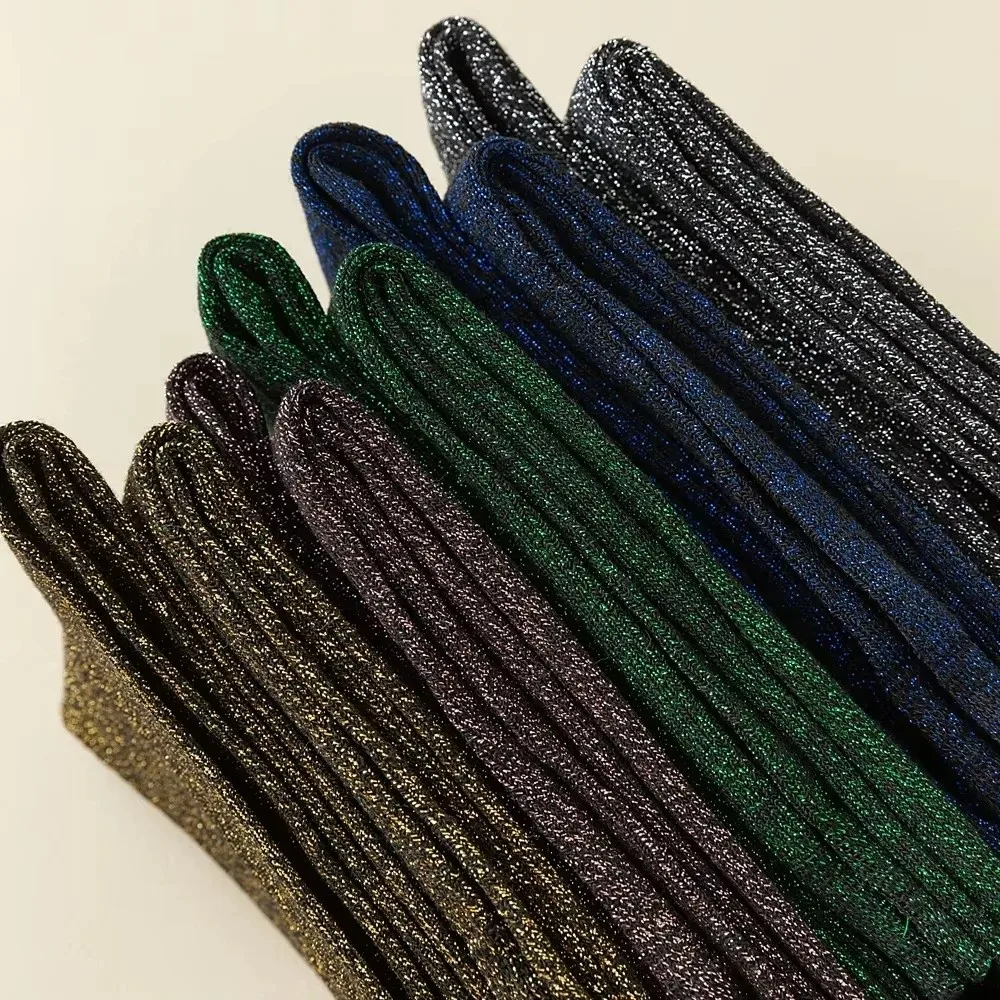 1 Pair Glitter Finish Over Knee High Socks Sheer Thin Fabric Stretchable Length Shiny Glitter Socks Soft Silky Texture