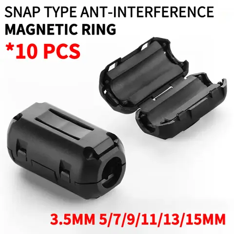 마그네틱 링 페라이트 필터 간섭 방지 실드, 탈착식 EMC 내경 3.5mm, 5mm, 7mm, 9mm, 11mm, 13mm, 15mm, 10 개