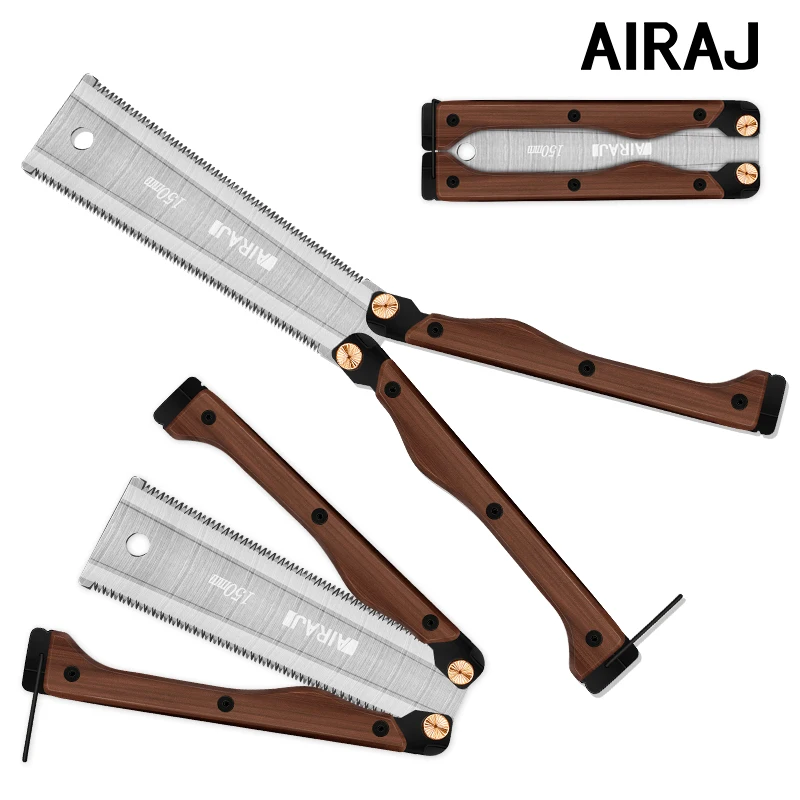 AIRAJ Double-Sided Folding Saw Gardening Pruning Saw Outdoor Camping Industrial Grade Anti Slip And Durable Manual Hardware Tool