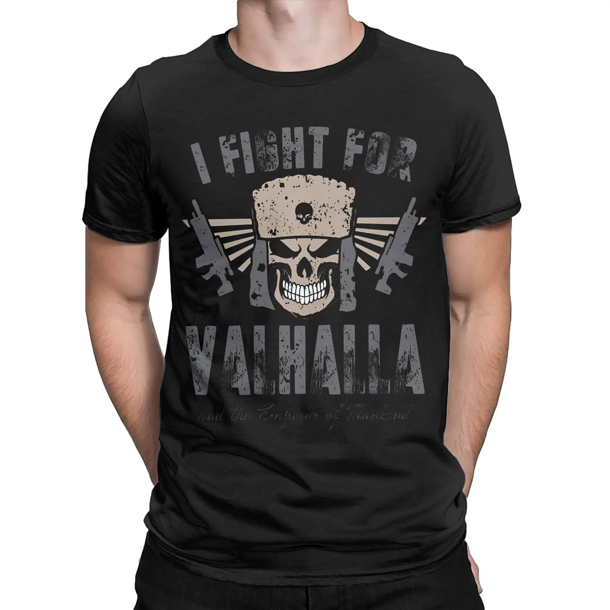 Novelty Warhammers  40k FIGHT FOR VALHALLA T-Shirt Men's Cotton Short Sleeve  Round Neck Summer Clothes