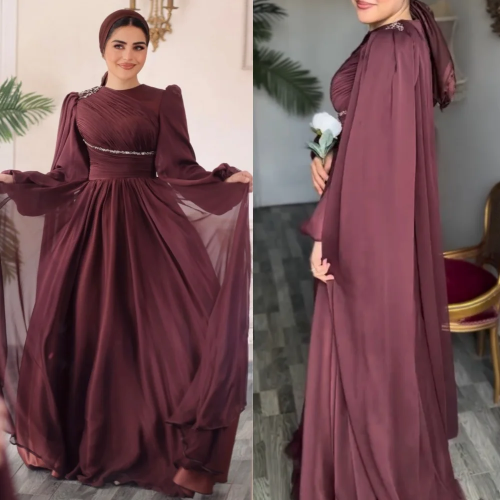 

Customized Chinese Style Jersey Sequined Pleat A-line Scoop Neck Long Dresses Bespoke Occasion Matching