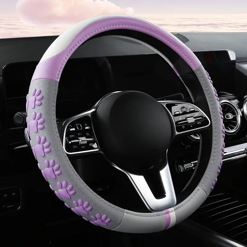 Cat Claw Pattern Cute Steering Wheel Cover Silicone Non-Slip Universal Steering Covers Cute Car Accessories Steering Wheel Cover