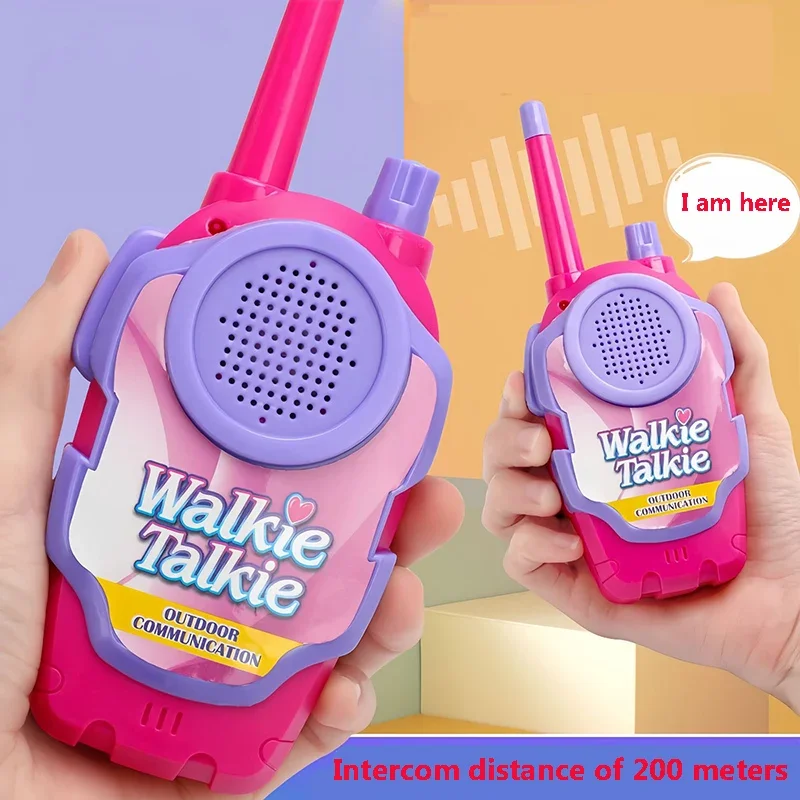 Mini Walkie Talkies portáteis para crianças, brinquedo portátil do telefone móvel, presentes de aniversário, interfone ao ar livre, brinquedos das meninas, 200m, 1 par