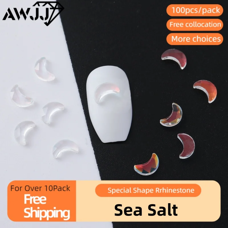 100pcs/pack Dreamy Transparent Sea Salt Toned Nail Diamonds Gateway to an Underwater Fantasy Self-Adhesive Nail Art Rhinestones
