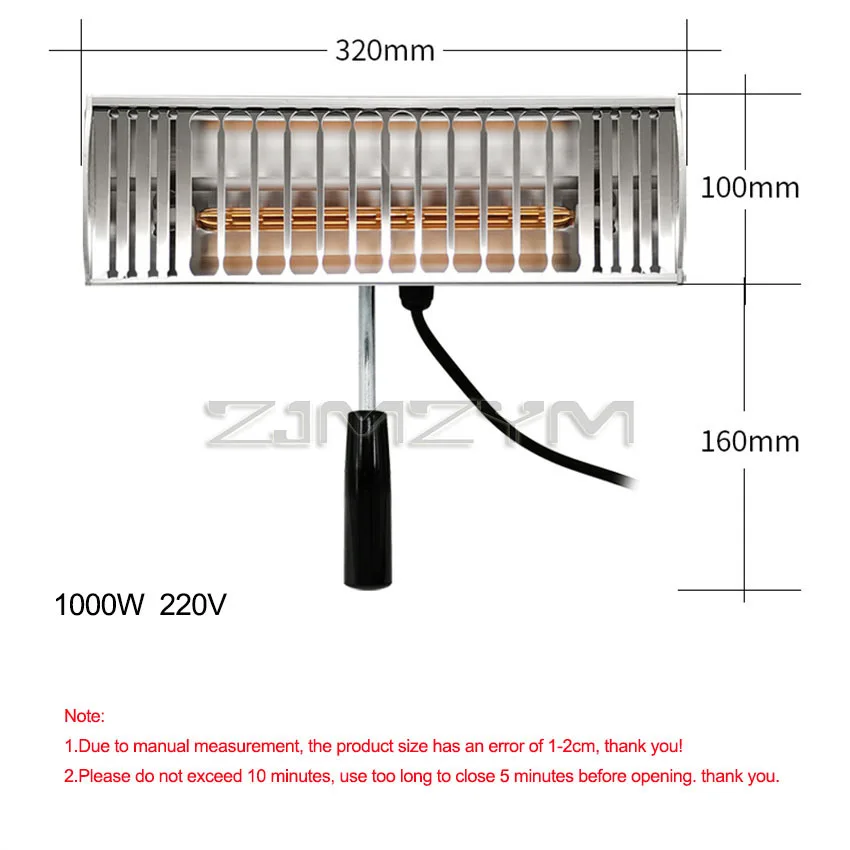 1000w Handheld Heating Paint Lamp Infrared Curing Lamp Portable Car Body Baking Light Shortwave Paint Drying Lamp Auto Tool