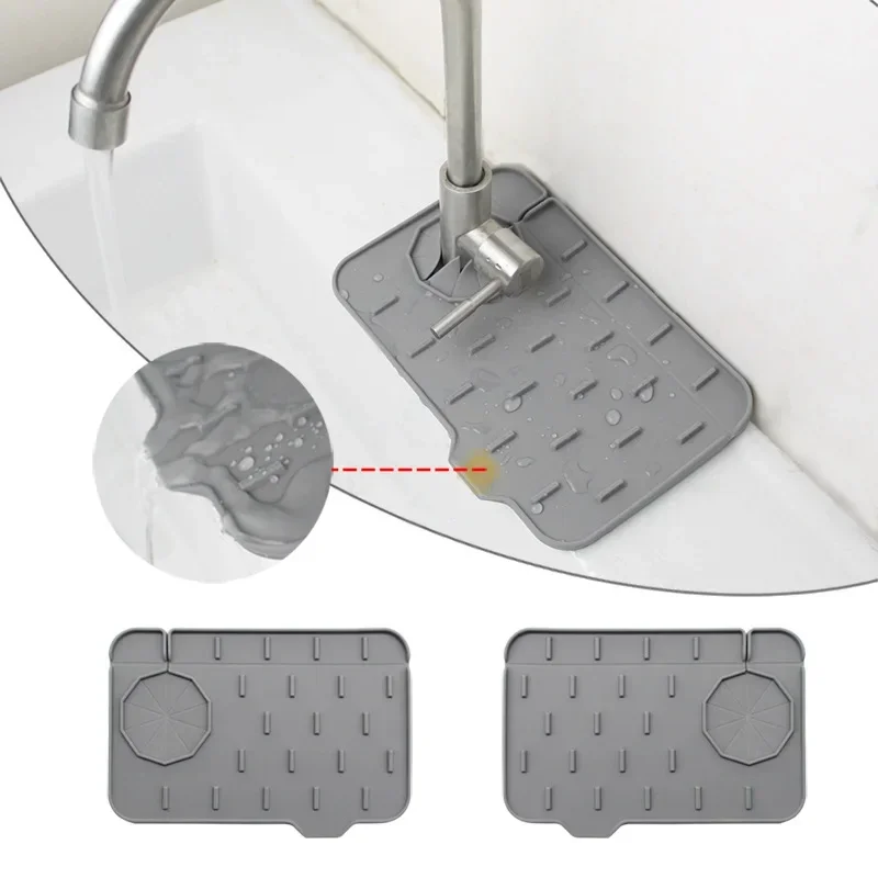 

Double-sided Drain Mat Silicon Kitchen Sink Splash Guard Drain Pad Water Splash Catcher Mats Countertop Protector Kitchen Gadget